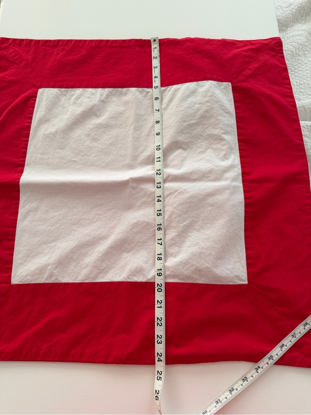Set of 2 Serena & Lily Red and White Square Border Throw Pillow Covers - Picture 5 of 6